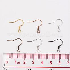 1ボックス6カラー真鍮ピアスフック  水平ループ付き  ニッケルフリー  ミックスカラー  17mm  穴：1.5mm  21ゲージ  ピン：0.7mm&nbsp;KK-JP0009-NF