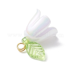 5個透明アクリルパーツ  ユリの花のチャーム  ゴールドカラー  12.5x13.5x11mm  穴：1.8mm&nbsp;PALLOY-JF04703-01