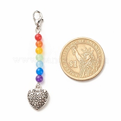 Chakra Theme Natural & Dyed Malaysia Jade Beaded Pendant Decorations&nbsp;HJEW-JM00641-02