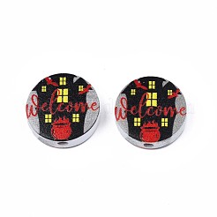 Halloween Printed Natural Wood Beads&nbsp;WOOD-T021-67