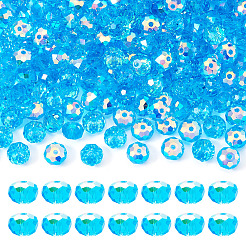 200個の電気メッキガラスビーズ  ロンデル  多面カット  ABカラー  ディープスカイブルー  7.5~8x5.5~6mm  穴：1.5mm&nbsp;EGLA-TA0001-96B