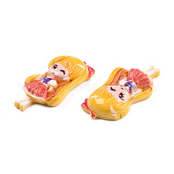オペーク樹脂カボション  女の子  ゴールド  24x12.5x4.5mm&nbsp;CRES-N018-050