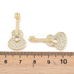 真鍮製マイクロパヴェキュービックジルコニアペンダント  ギター  18KGP本金メッキ  27x13x5mm  穴：4x2mm&nbsp;KK-C248-15G