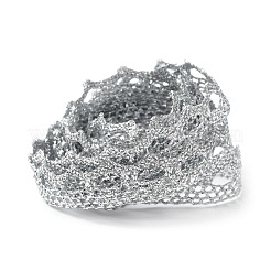 メタリックレーストリム  ブライダル衣装の工芸品や裁縫用のクラフトリボン  銀  3/8インチ（9~10mm）  約20ヤード/カード&nbsp;MCOR-WH0003-03C