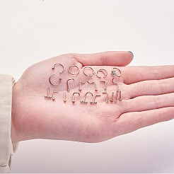 21 スタイル クリア キュービックジルコニア フラワー & フラット ラウンド & ハート ノーズ スタッド & リング セット 21 個  304ステンレススチールのノーズフープとフィッシュテールとL字型ノーズリング  女性のためのピアスジュエリー  ローズゴールド  9~9.5x5.5~9.5mm  ピン：0.8mm  1個/スタイル&nbsp;JX527A