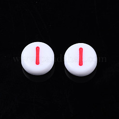 白い不透明なアクリルビーズ  混合色番号のフラットラウンド  NUM。1  7x3.5mm  穴：1.2mm  約3800個/500g&nbsp;MACR-T038-18-1