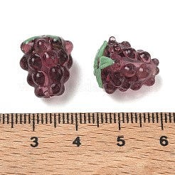 手作りランプワークビーズ  ブドウ  淡いバイオレットレッド  14x12mm  穴：1.5mm&nbsp;X-LAMP-WH0012-02C