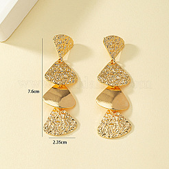 Alloy Textured Triangle Tassel Stud Earrings&nbsp;FS-WGE7F6D-01