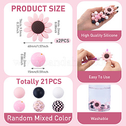 1Bag Sunflower & Round Silicone Focal Beads&nbsp;SIL-TA0003-42