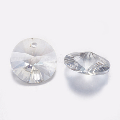 カット加工ガラスラインストーンチャーム  模造オーストリアのクリスタル  コーン  青い色合い  6x3mm  穴：1mm&nbsp;RGLA-F049-6mm-001BS