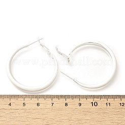 女性のための真鍮のフープピアス  銀  42.5x4.5mm&nbsp;EJEW-A121-18B-S