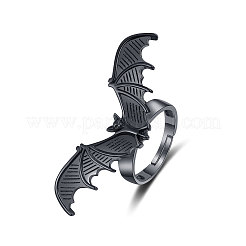 ハロウィン 調節可能な真鍮製カフ オープンリング  バット  ブラック  15~20mm&nbsp;WG86211-02