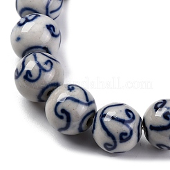 Handmade Blue and White Porcelain Beads Strands&nbsp;PORC-I027-01F