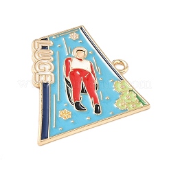 スポーツ合金エナメルペンダント  ゴールドカラー  リュージュ  30x28x1mm  穴：2mm&nbsp;LS-ENAM-I074-01G-13