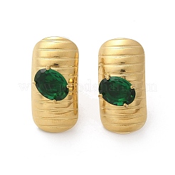 真鍮、ガラス、プラスチックのスタッドピアス  18KGP本金メッキ  長方形  21x10.5mm&nbsp;EJEW-D302-03G-05