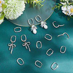 女性用長方形真鍮ハギーフープピアス10組  プラチナメッキ  18x14x2.5mm&nbsp;EJEW-SC0002-17