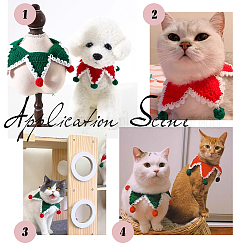 クリスマス綿織猫首輪  スターチョーカー  ペットのネックレス  プラスチック製のボタンで  レッド  230x235x14mm  内径：82x73.5mm&nbsp;AJEW-WH0258-677