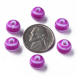 不透明な縞模様のアクリルビーズ  ラウンド  ミディアム蘭  10mm  穴：2mm  約940個/500g&nbsp;MACR-S373-27D-02
