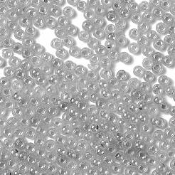 ガラスシードビーズ  セイロン  丸い穴  ラウンド  銀  4x3mm  穴：1.5mm  7500個/ポンド&nbsp;SEED-H002-E-A1420