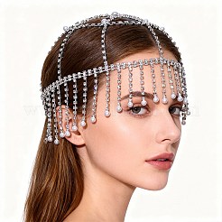ABS Imitation Pearl & Rhinestone Mesh Headpiece Cap&nbsp;AJEW-WH20017-85P