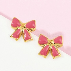304 Stainless Steel Enamel Bowknot Stud Earrings&nbsp;EJEW-K268-17G