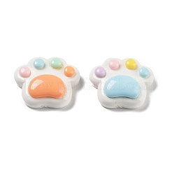 オペーク樹脂カボション  猫の足のプリント  ミックスカラー  17.5~18x21~21.5x7mm&nbsp;RESI-G084-06