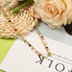 Brass Handmade Colorful Glass Beaded Necklaces&nbsp;NJEW-JN03134