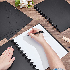 長方形PPプラスチックバインダー日記帳カバー6個  ルーズリーフリング40個付き  ブラック  310x230x1mm&nbsp;AJEW-NB0009-36B