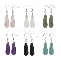 3 Pairs 3 Style Brass Teardrop Dangle Earrings&nbsp;EJEW-YW0001-11A