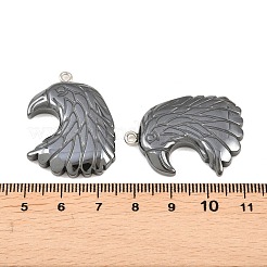 磁気無しヘマタイトペンダント  グレードA  鉄パーツ  鷲/鷹のチャーム  ブラック  34x25x3mm  穴：2mm&nbsp;X-G-Q894-19