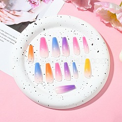 ABSプラスチックフルカバープレスオン付け爪  ネイルアート取り外し可能なマニキュア  ステッカー付き  カラフル  27~31.8x8~12x4.5~5mm&nbsp;DIY-CJC0006-14