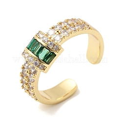 Brass Micro Pave Cubic Zirconia Cuff Open Rings for Women&nbsp;RJEW-L343-04G-02