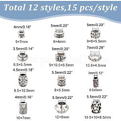 180Pcs 12 Style Tibetan Style Alloy Beads&nbsp;FIND-NB0002-86
