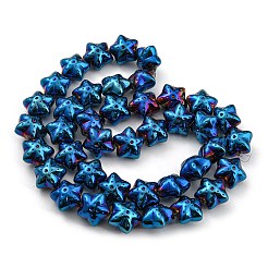 フルメッキ電気メッキガラスビーズ連売り  ヒトデ  スチールブルー  16.5x16.5x11.5mm  穴：1.4mm  約40個/連  24.41''（62センチメートル）&nbsp;EGLA-G037-07A-FP01