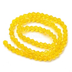 透明ガラスビーズ連売り  多面カット  双円錐形  ゴールド  3.5~3.8x3mm  穴：0.8mm  約107~110個/連  32.5~34cm&nbsp;GLAA-F029-3mm-22