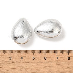 UVメッキ CCB プラスチックビーズ  テクスチャー  ティアドロップ  銀  24x18x12.5mm  穴：2.2mm&nbsp;FIND-Z066-15