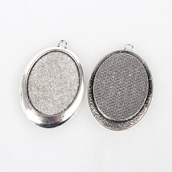 Tibetan Style Alloy Pendant Cabochon Settings&nbsp;X-TIBEP-N003-19AS