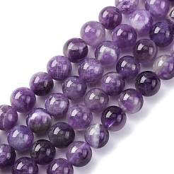 天然石ビーズ連売り  ナチュラルグレードBアメジスト  ラウンド  パープル  8mm  穴：1mm  約50個/連&nbsp;G-S024