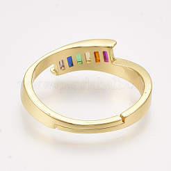 Adjustable Brass Micro Pave Cubic Zirconia Finger Rings&nbsp;RJEW-S044-033