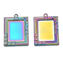 レインボーカラーアロイペンダントカボションカット  カドミウムフリー＆ニッケルフリー＆鉛フリー  長方形  トレイ：29x21mm  45x32.5x2.5mm  穴：3mm&nbsp;PALLOY-N163-166-NR