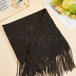 レースフラワー取り外し可能なポリエステルショール  服飾材料  ブラック  220x810x0.5mm&nbsp;AJEW-WH20072-43C