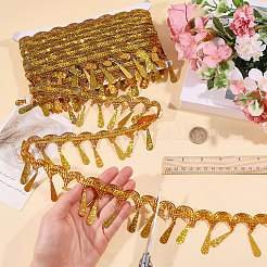 Polyester Metallic Thread Lace Tassel Ribbons&nbsp;OCOR-WH0108-42C