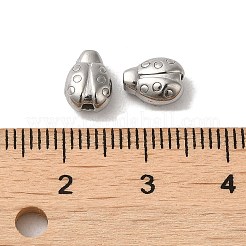 変色しない304ステンレススチールビーズ  てんとう虫  ステンレス鋼色  7.5x6x4mm  穴：1.2mm&nbsp;STAS-I203-33P