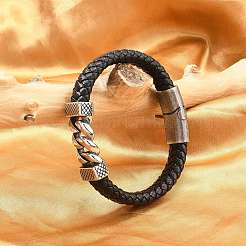 Braided Leather Cord Bracelets for Men&nbsp;BJEW-Z081-18AS
