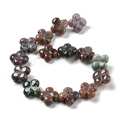 天然石インディアン瑪瑙ビーズ連売り  4  - 花びらの花  14x14x5.5mm  穴：1.2mm  約15個/連  7.87''（20センチメートル）&nbsp;G-P520-A04-01