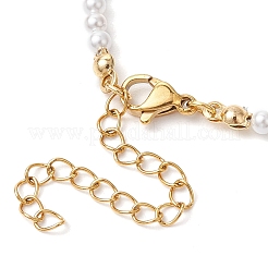 3mm ラウンドシェルパールビーズネックレス（女性用）  304ステンレススチール製金具付き  ホワイト  11.93インチ（30.3cm）&nbsp;NJEW-JN05077