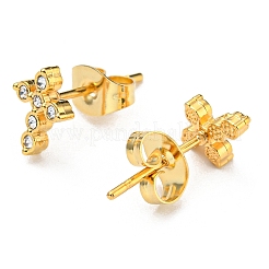 PVD Vacuum Plating 304 Stainless Steel Stud Earrings with Rhinestone for Women&nbsp;STAS-D087-19G