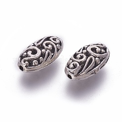 Oval Tibetan Style Alloy Filigree Beads&nbsp;PALLOY-J218-45AS