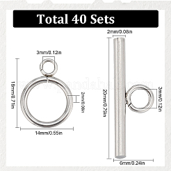 40Pcs 304 Stainless Steel Ring Toggle Clasps&nbsp;STAS-SC0007-42B