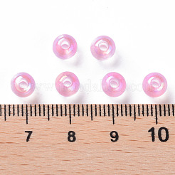 透明なアクリルビーズ  ABカラーメッキ  ラウンド  パールピンク  6x5mm  穴：1.8mm  約4400個/500g&nbsp;MACR-S370-B6mm-708